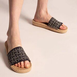 Tory Burch Jute Printed Espadrille Sandal - Size 10